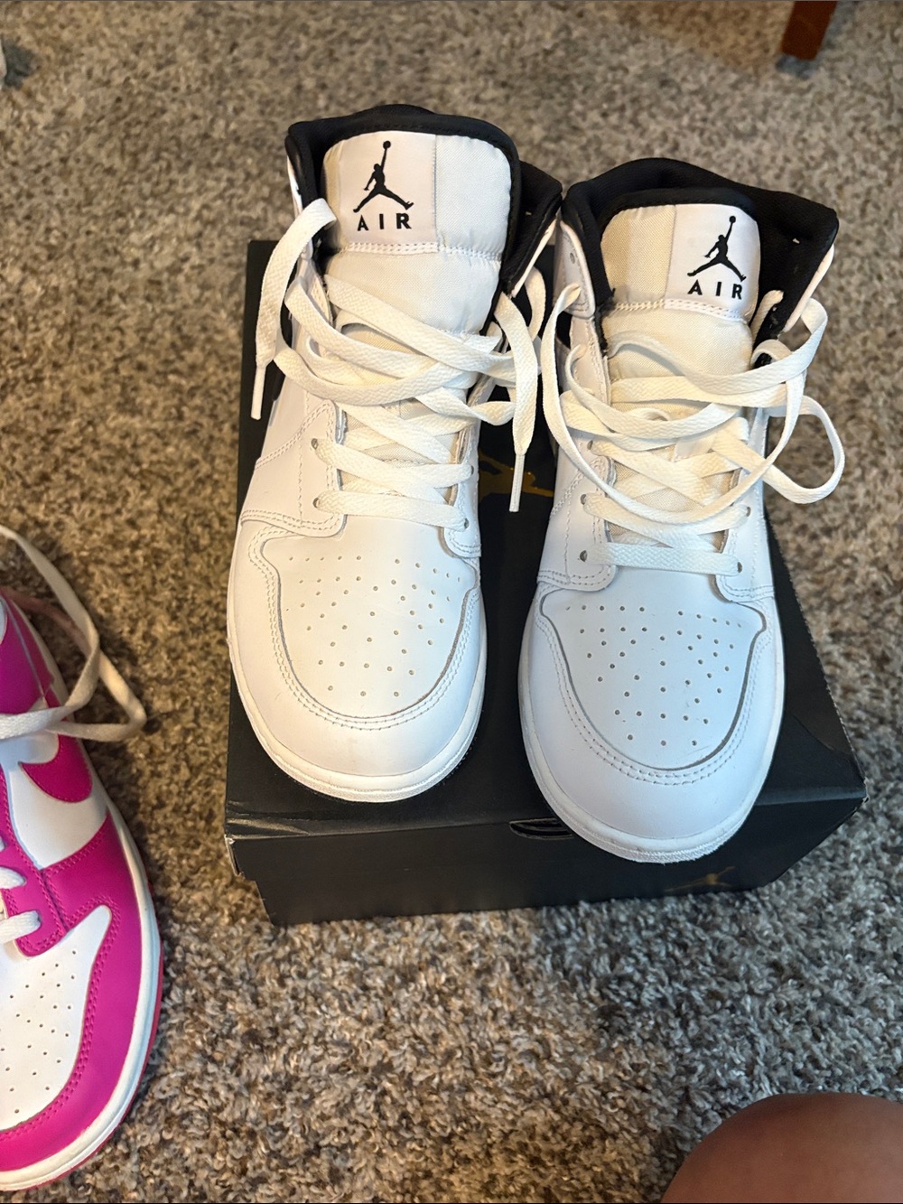 Nike Kids White and Black High-Top Sneakers